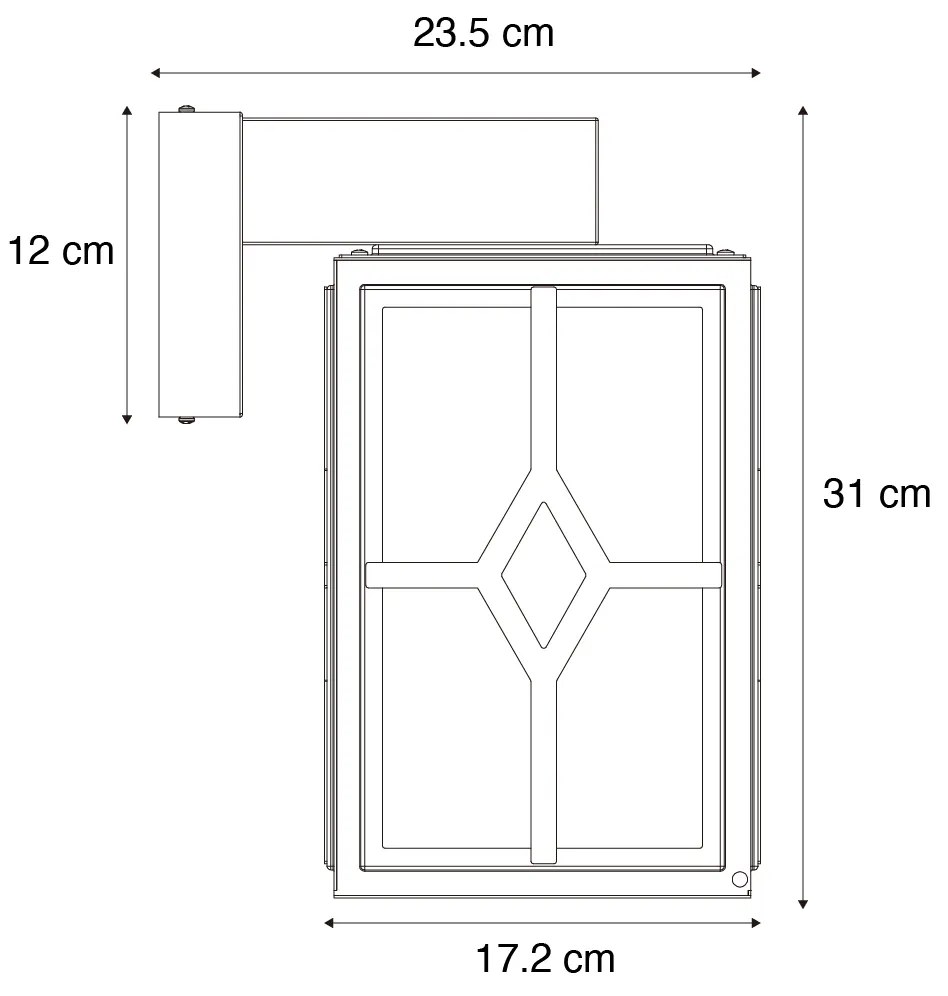 Klasszikus kültéri fali lámpa fekete IP44 - Dover
