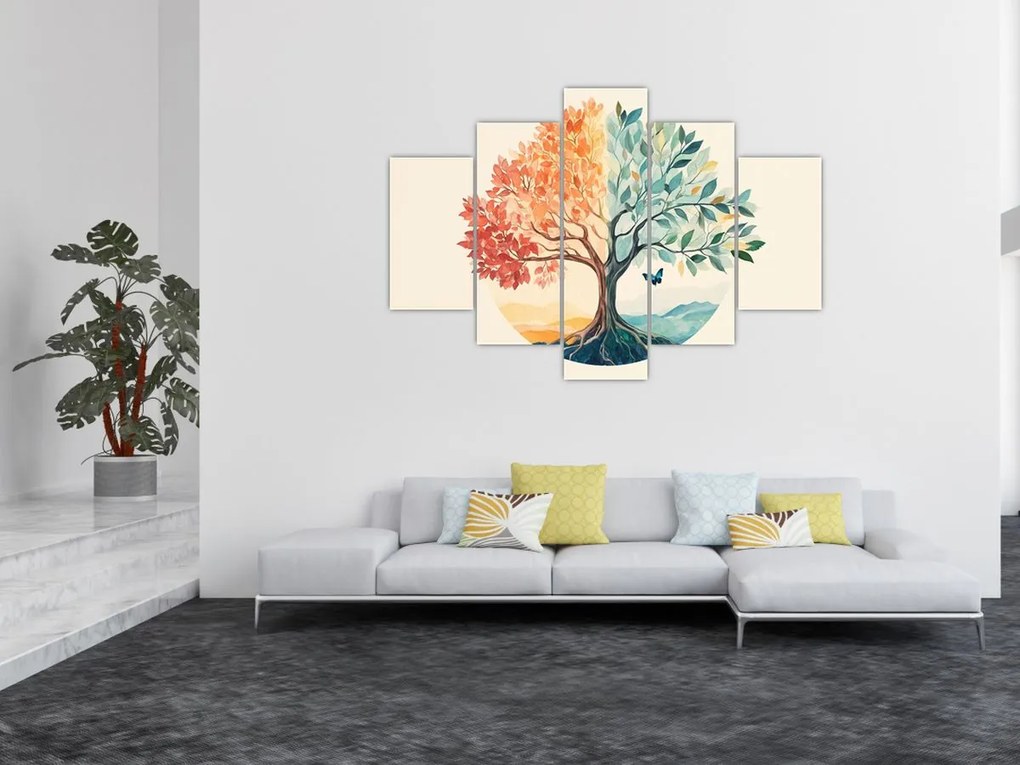 Kép – Duális fa pillangóval (150x105 cm)