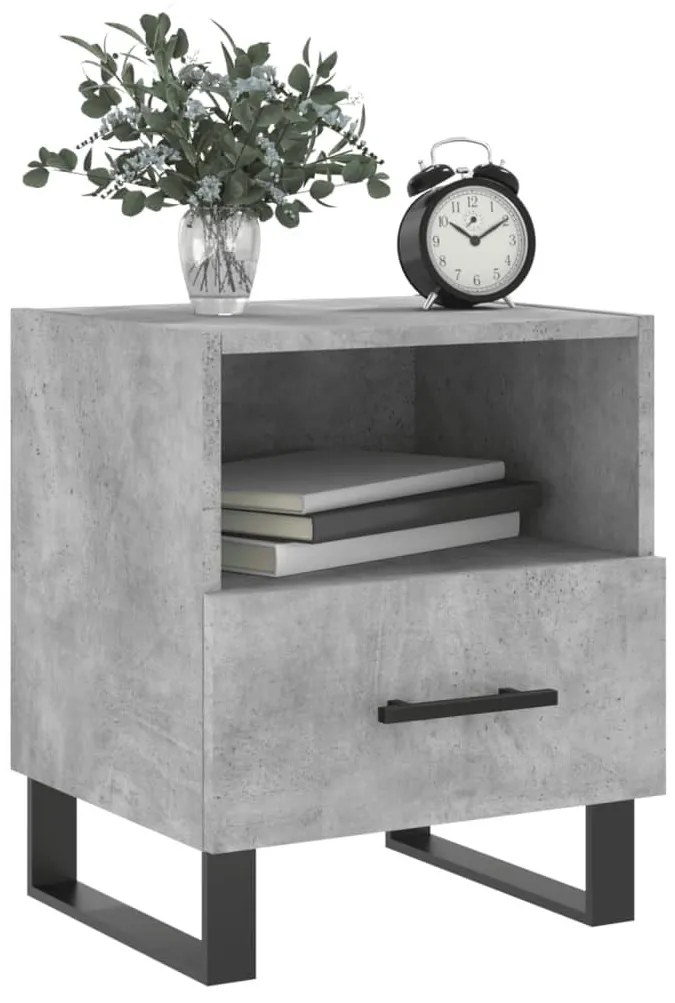 2 db betonszürke szerelt fa éjjeliszekrény 40 x 35 x 47,5 cm