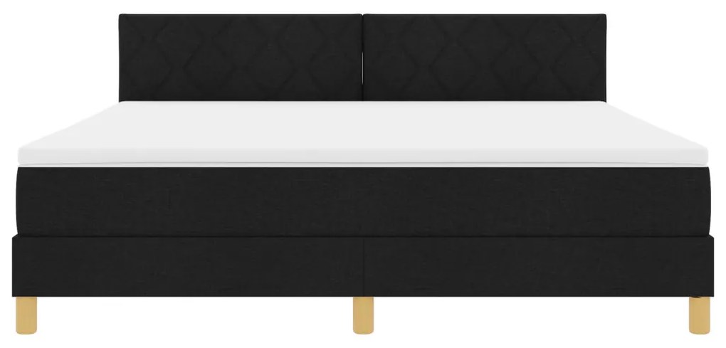Box Spring Ágy Matrac &amp; LED Fekete 180x200 cm Szövet