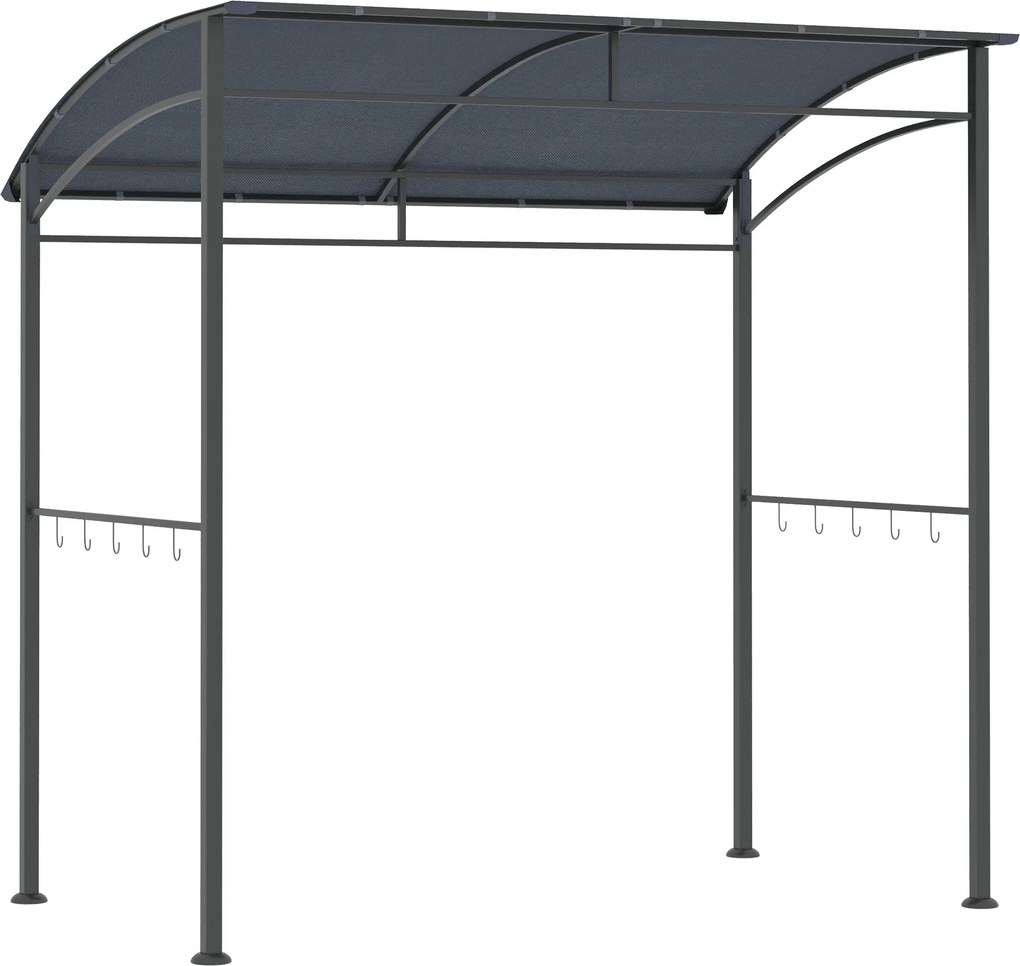 Outsunny Grill Pavilon 215 x 150 x 220 cm Vízlepergető Kerti Pavilon Íves Tetővel, Kerti Pergola Akasztókkal, BBQ Pavilon, Kerti Sátor Grill Sátor Par