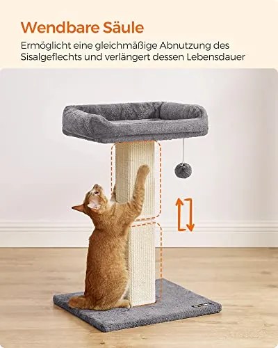 Macskakaparó oszloppal, 40×30 cm-es plüss fekhellyel, 71 cm magas