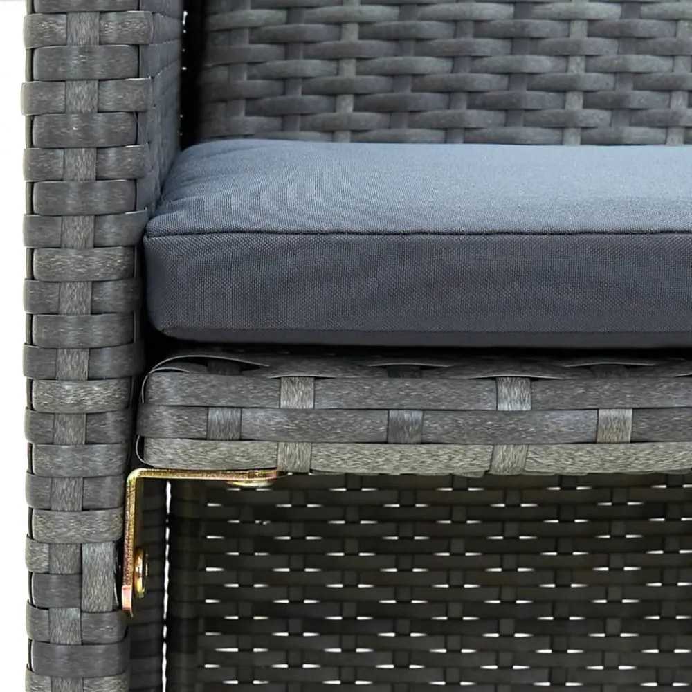szürke kétszemélyes polyrattan kerti kanapé párnákkal