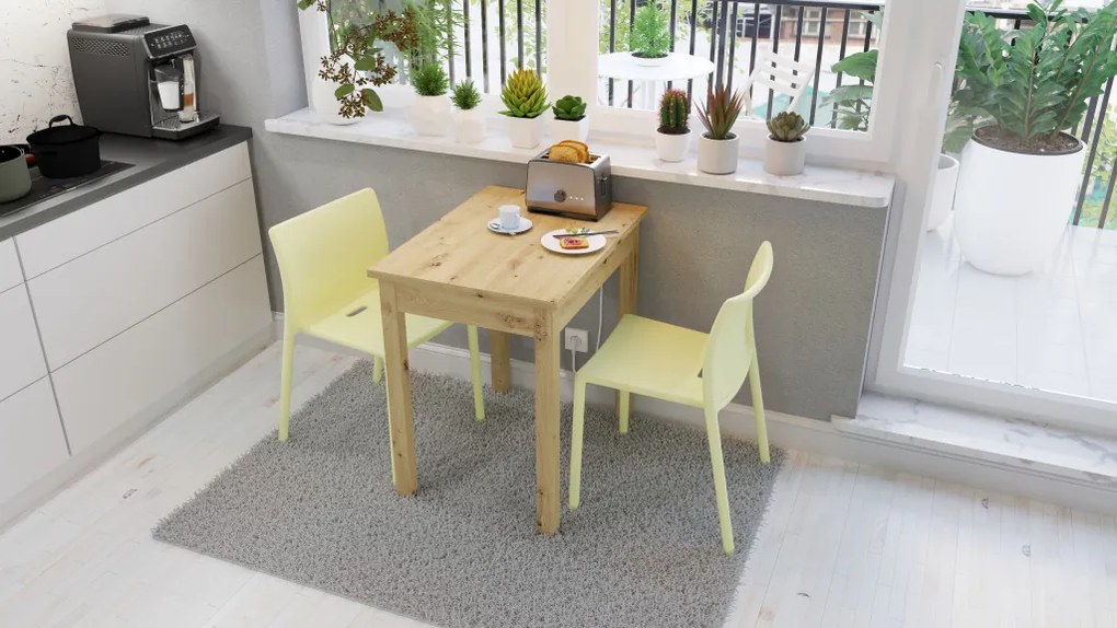 SENDI Étkezőasztal Tölgy Színben. 75x55 cm. Belföldi Raktárról