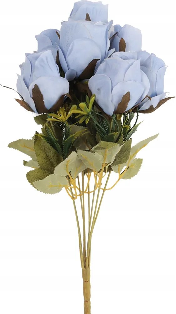 Csokor 9 Rózsa Rügyekben 46CM Kék Művirág Rózsa Kompozíció