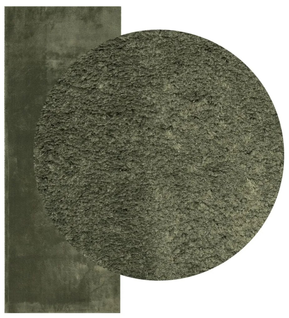 HUARTE erdőzöld rövid szálú puha és mosható szőnyeg 80 x 200 cm