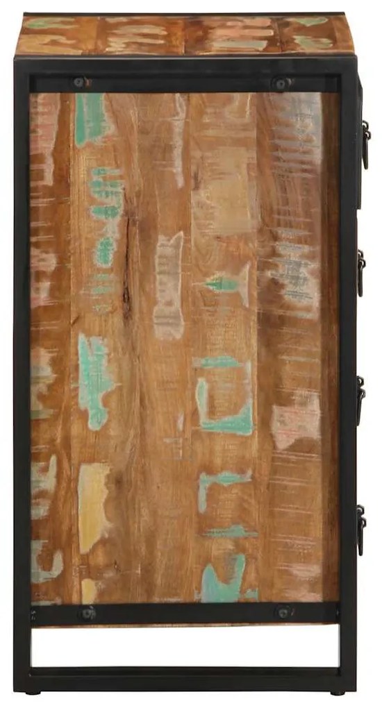 többszínű tömör újrahasznosított fa fiókos szekrény 40x40x75 cm