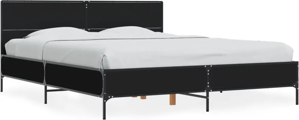 vidaXL fekete szerelt fa és fém ágykeret 150 x 200 cm