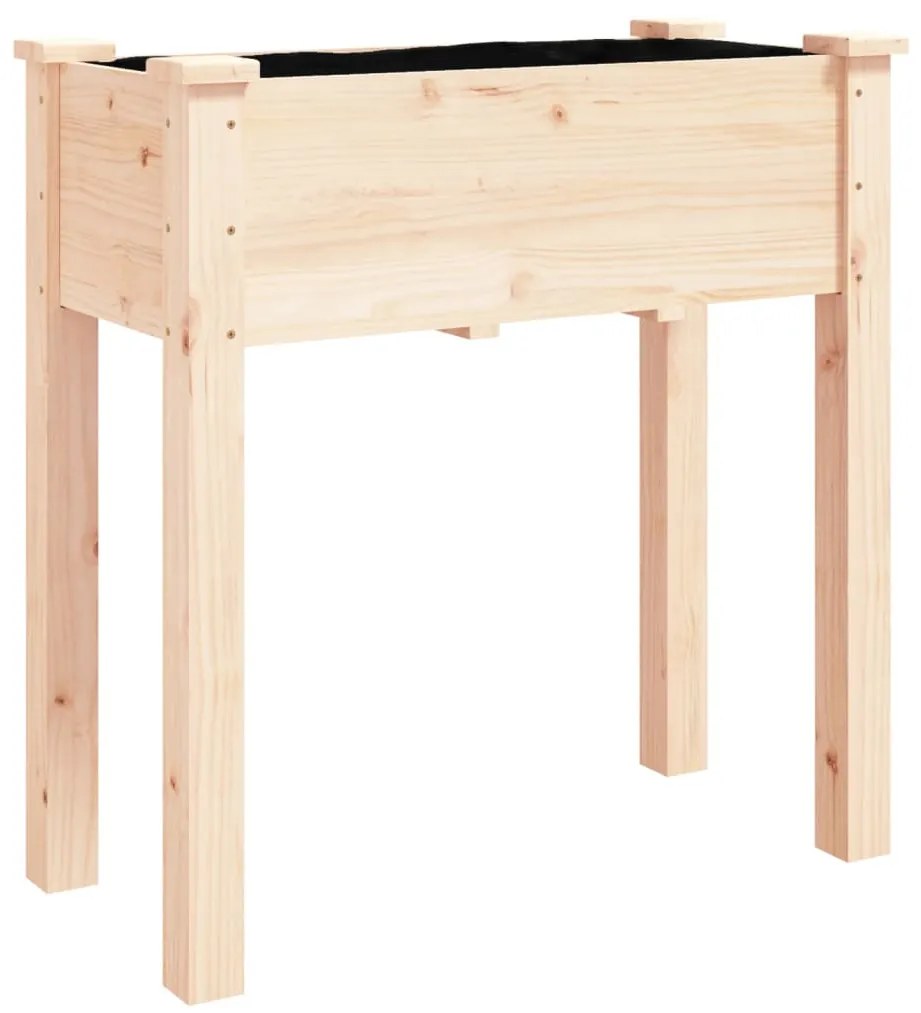 tömör fenyőfa kerekes ültetőláda béléssel 71 x 37 x 80 cm