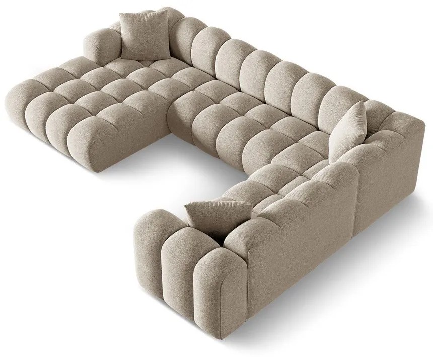 Világosbarna zsenília sarokkanapé (jobb oldali-U alakú) Treno – Cosmopolitan Design