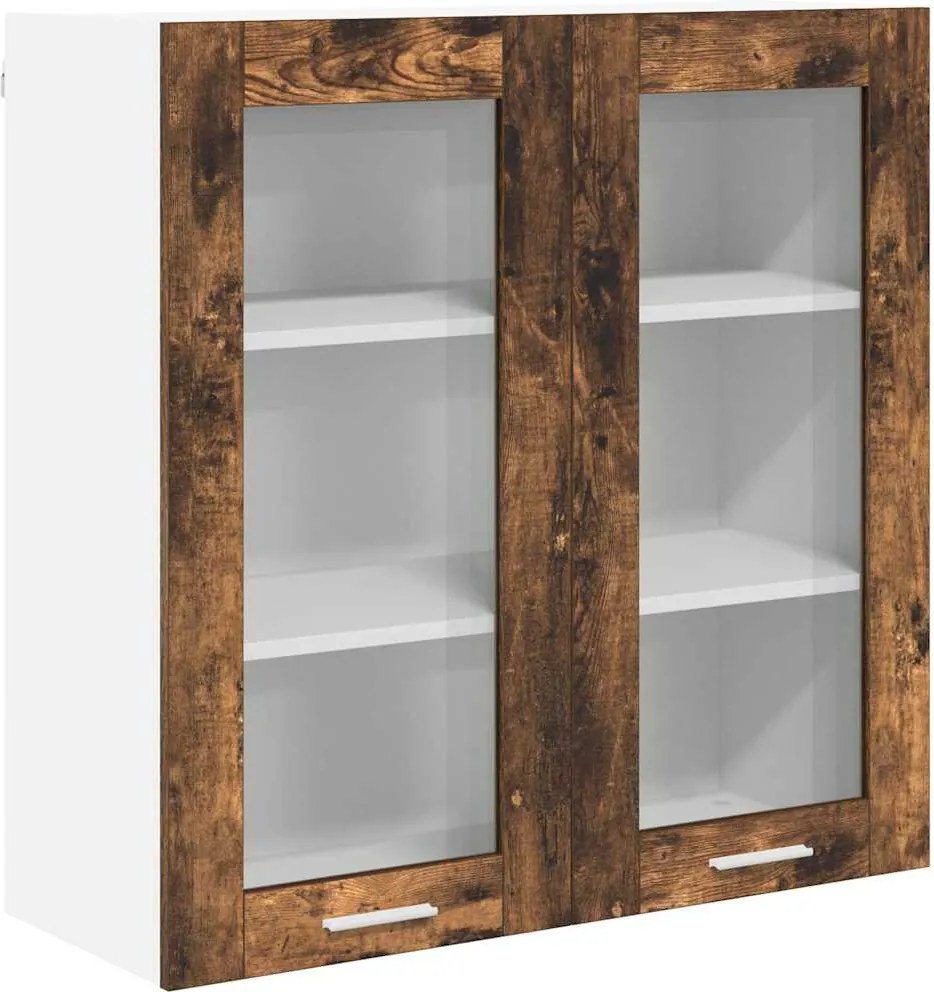 vidaXL Függő szekrény tárolóval Füstölt tölgy 80 x 31 x 80 cm Faanyag