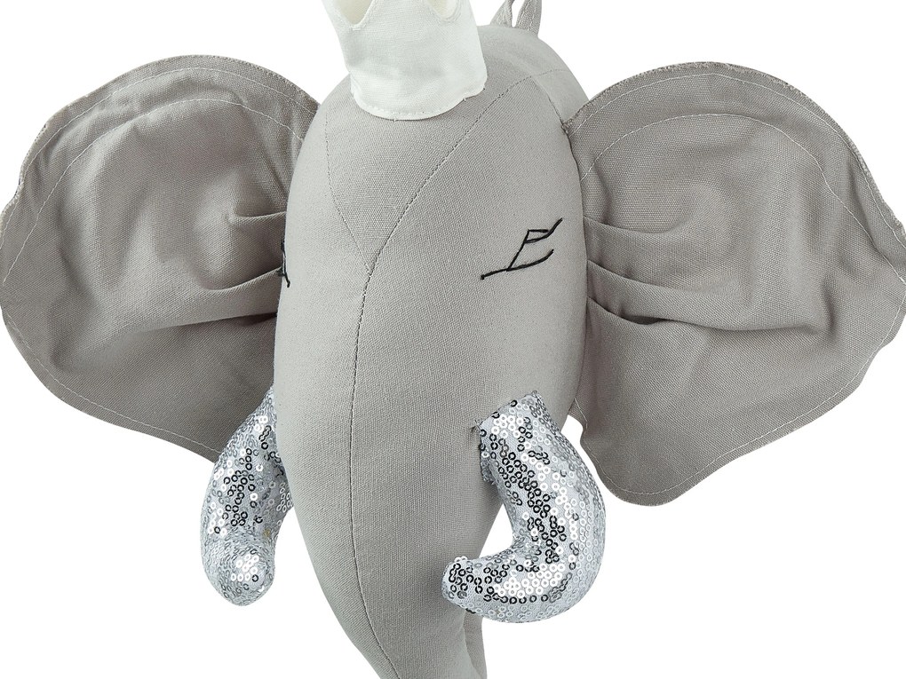 Szürke plüss elefánt fali dekoráció 39 x 33 cm TANTOR Beliani