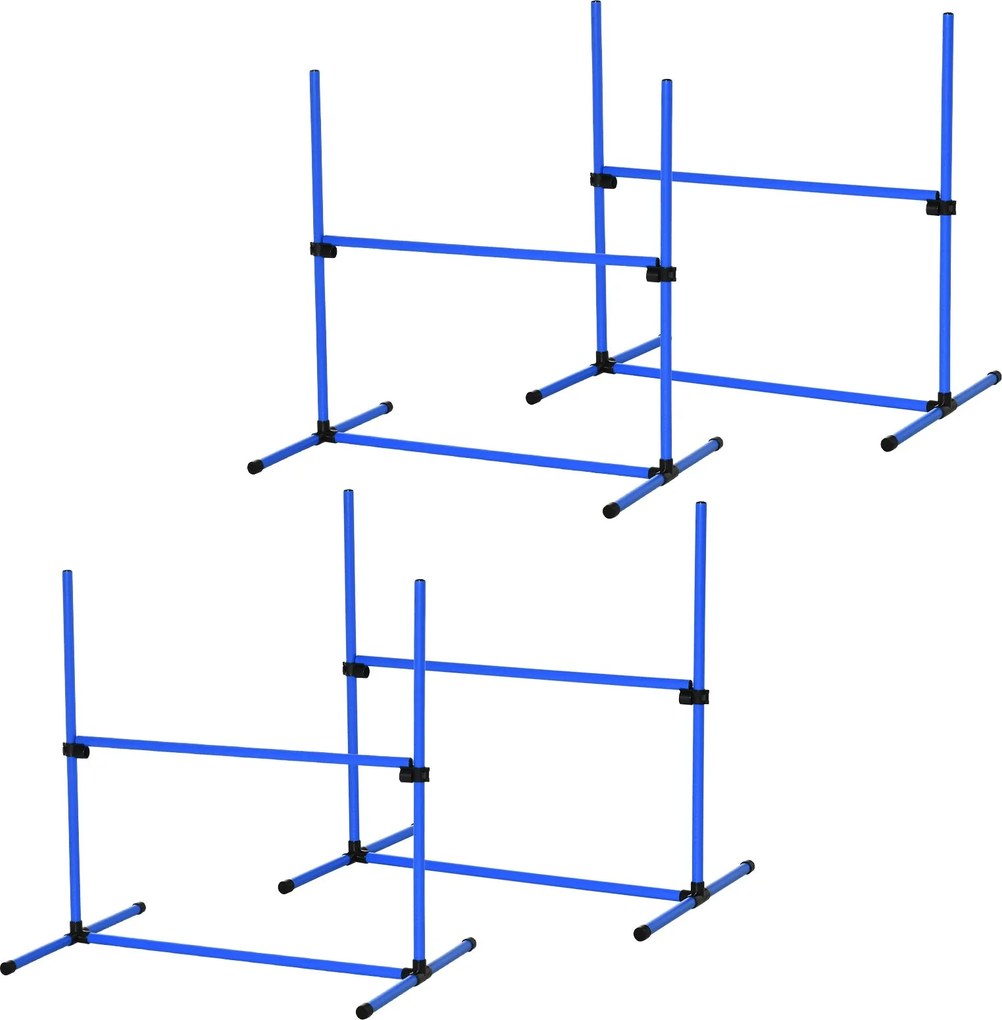 PawHut Agilitás Szett Kutyáknak – 4 Részes Agilitás Felszerelés Kutyaképzéshez Állítható Magasságú Akadályokkal, Hordozótáskával és Koordinációs Edzés