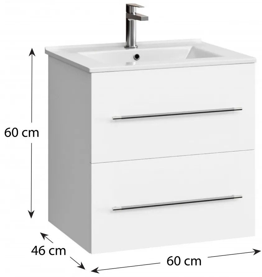 Aida fürdőszobai alsószekrény mosdóval 60 cm fehér