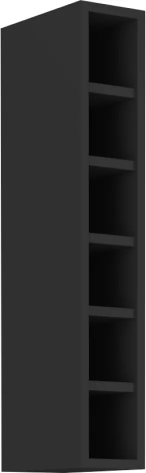 Felső polcos szekrény, fekete, ARAKA/MENZO/SIBER 15 G-90 OTW
