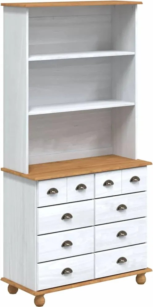 vidaXL Kagy fiókkal ASKIM Fehér 91 x 40 x 184 cm Tömör fenyőfa