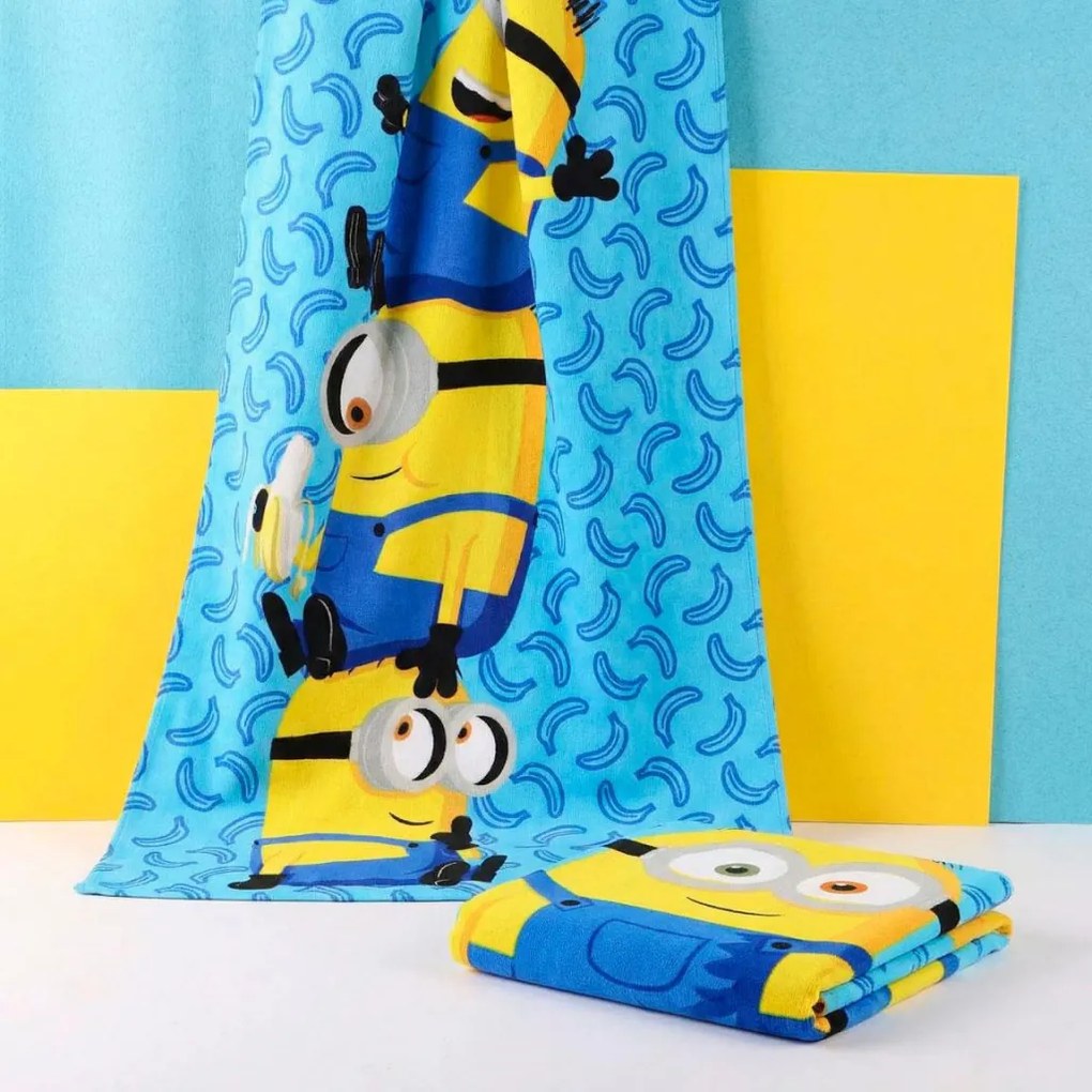 Minyonok Blue Banana fürdőlepedő, strand törölköző 70x140cm (Fast Dry)