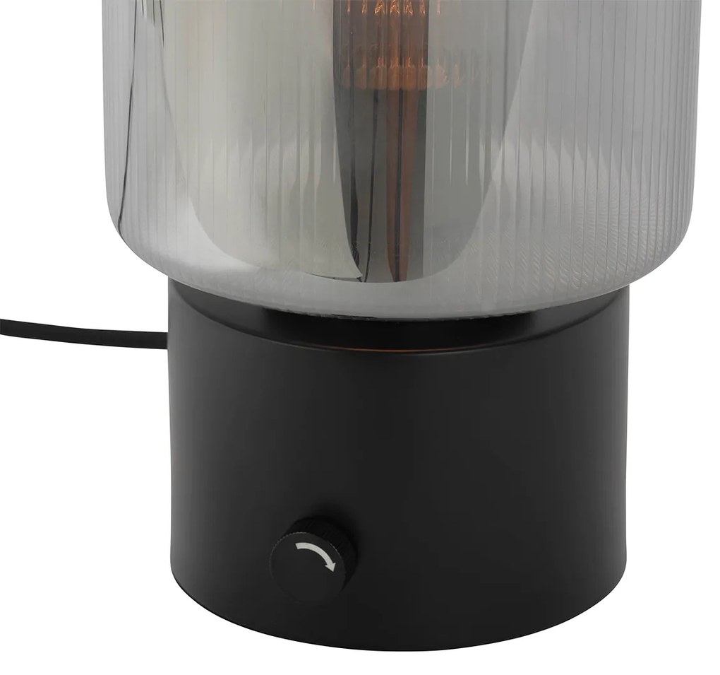 Art Deco asztali lámpa fekete füstüveggel - Laura