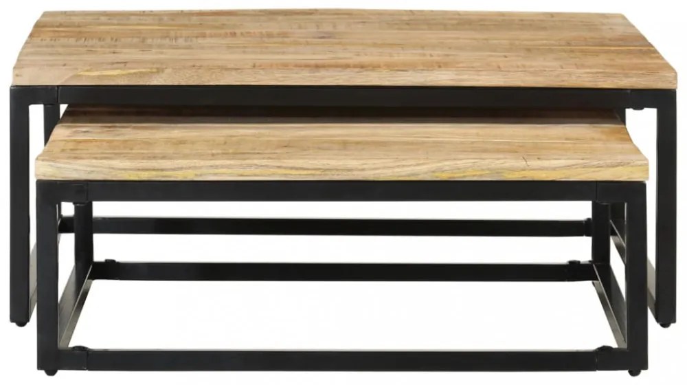 vidaXL 2 db tömör mangófa egymásba helyezhető dohányzóasztal