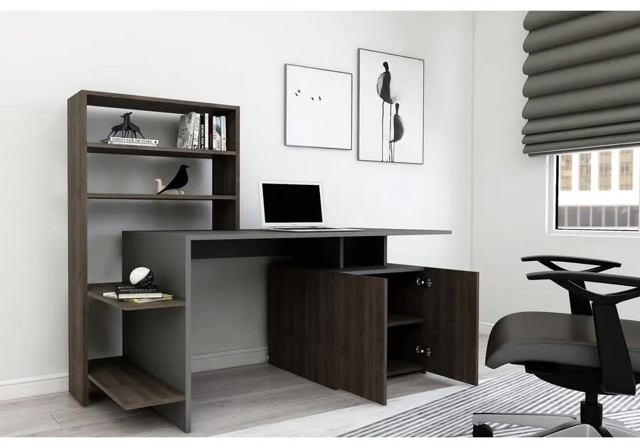 Íróasztal Melis - Walnut, Anthracite