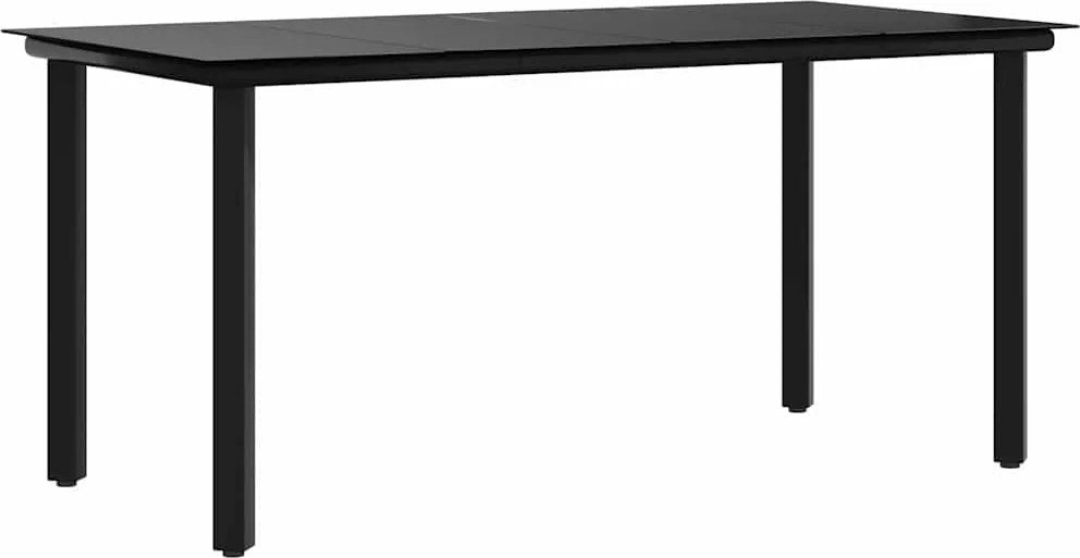 vidaXL fekete acél és edzett üveg kerti étkezőasztal 160x80x74cm