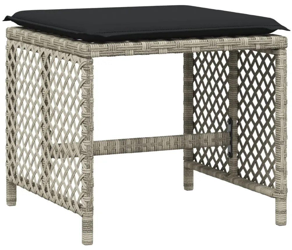 4db világosszürke polyrattan kerti szék párnával 41 x 41 x 36cm