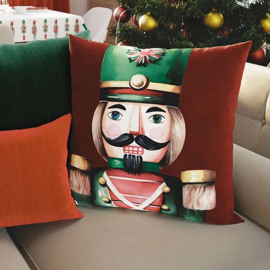 Diótörők Karácsonyi Párnahuzat Velvet 45x45cm piros