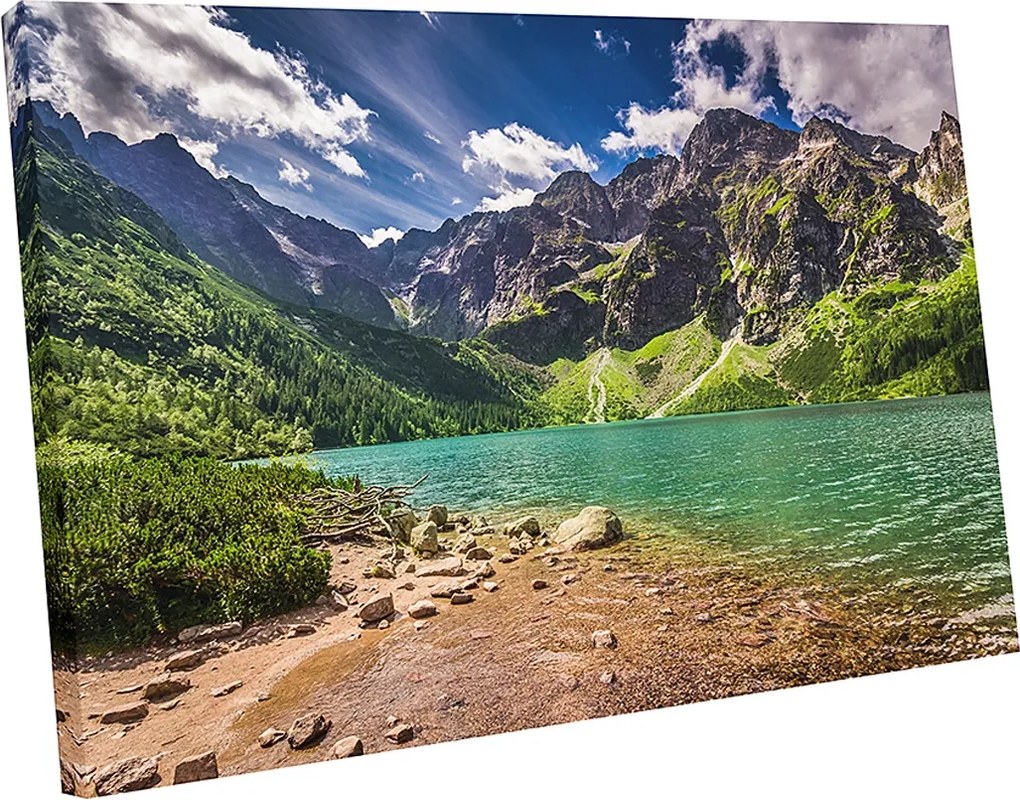 Vászonkép hegyek tó Tátra Tengerszem 100x70