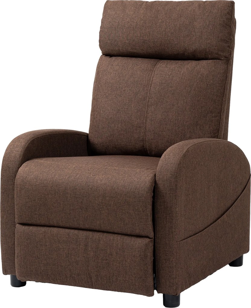 HOMCOM Manuálisan Állítható Relaxáló Fotel Lábpihenővel, Vászon Hatású Fotel Hálószobába, Nappaliba, Barna | Aosom
