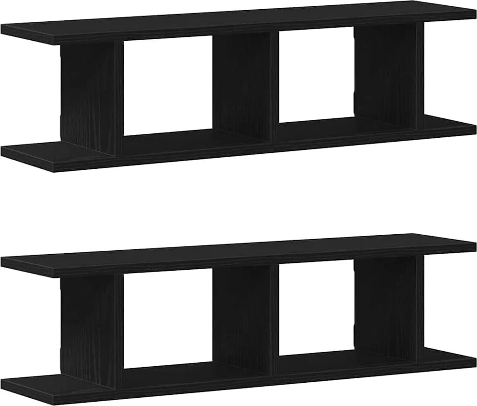 vidaXL 2 db fekete tölgyszínű szerelt fa fali polc 75 x 18 x 20 cm