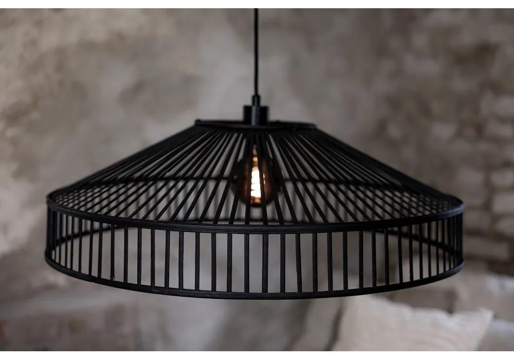Fekete függőlámpa bambusz búrával ø 70 cm Tapa – Markslöjd
