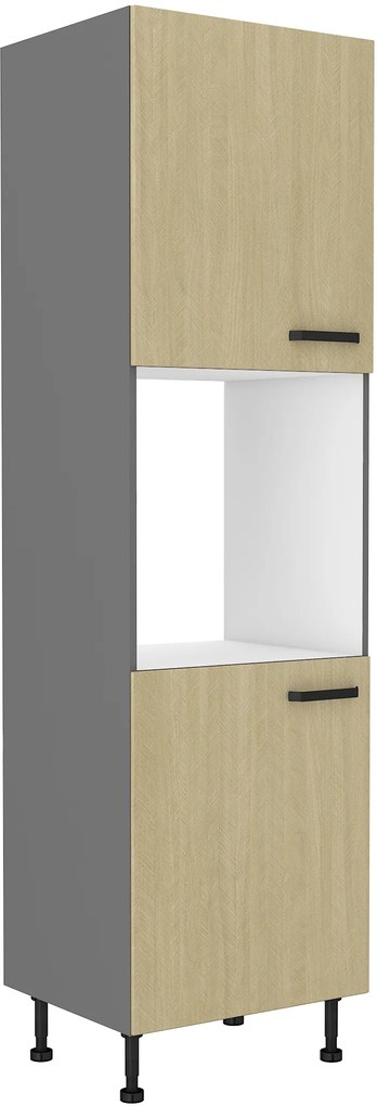 Konyhai élelmiszeres szekrény  a sütöhöz Scarmi 60 DP 215 2F (Antracit + Herringbone scandi). 1049765