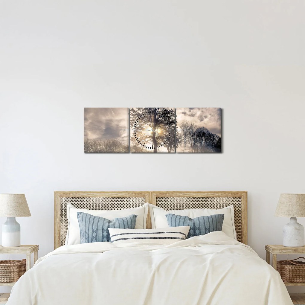 Fa a ködben képe (órával) (90x30 cm)