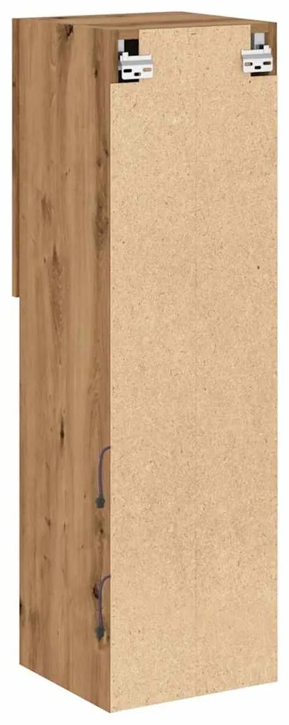 kézműves tölgy színű TV-szekrény LED-lámpákkal 30,5x30x102 cm