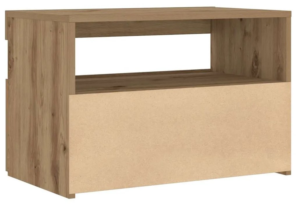 Éjjeli szekrény LED lámpákkal kézműves tölgy 60x35x40 cm
