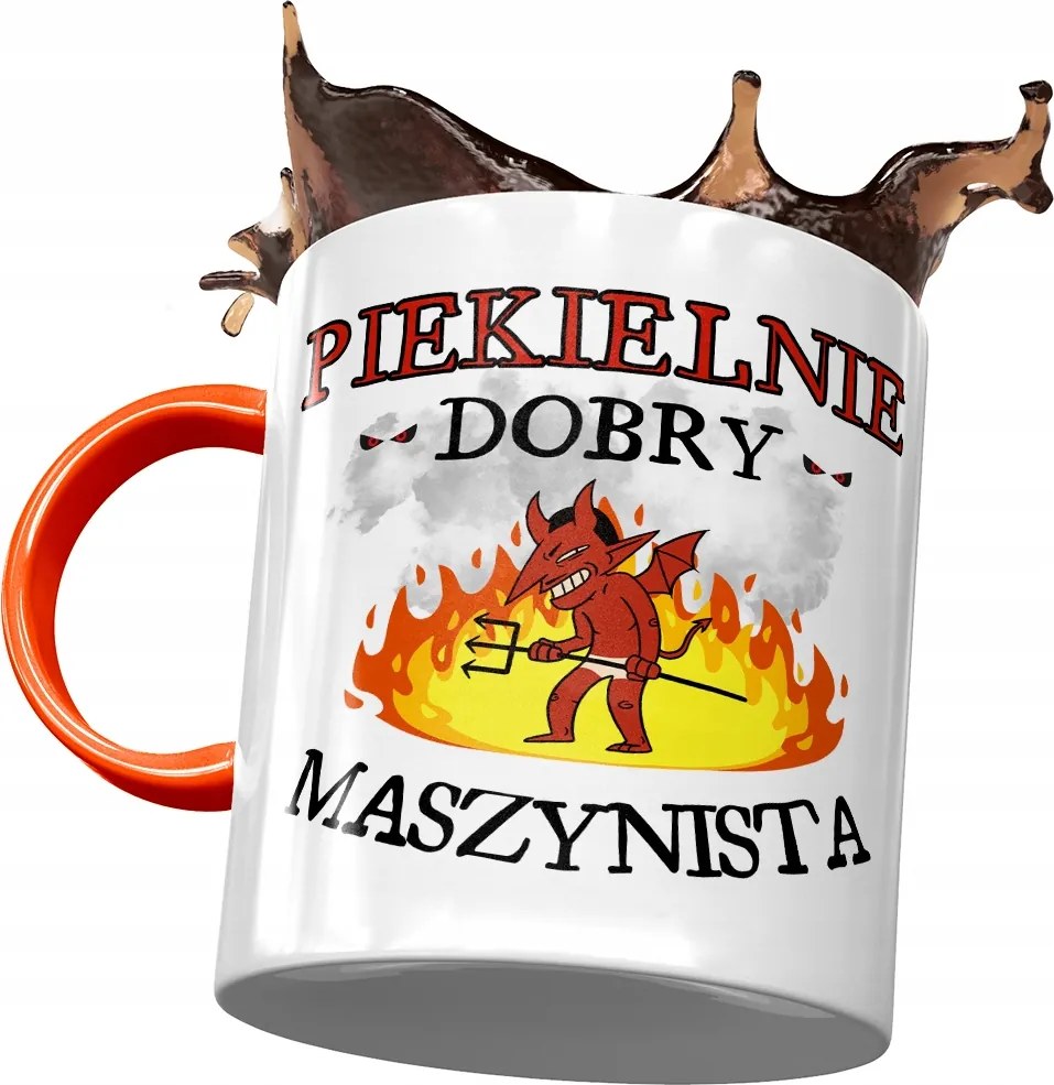 Narancssárga bögre a mozdonyvezetőnek Pokolian Jó Nyomtatott Fotóval