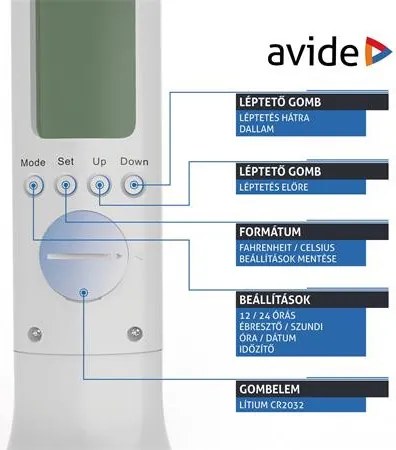Asztali lámpa, LED, 4W, AVIDE Calendar, fehér (AVALRGBW)