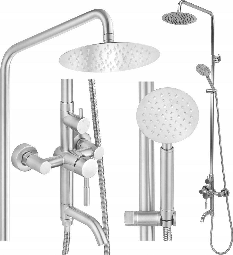 Fürdőszobai Zuhany Szett Falra szerelhető Csaptelep Inox Esőztetővel