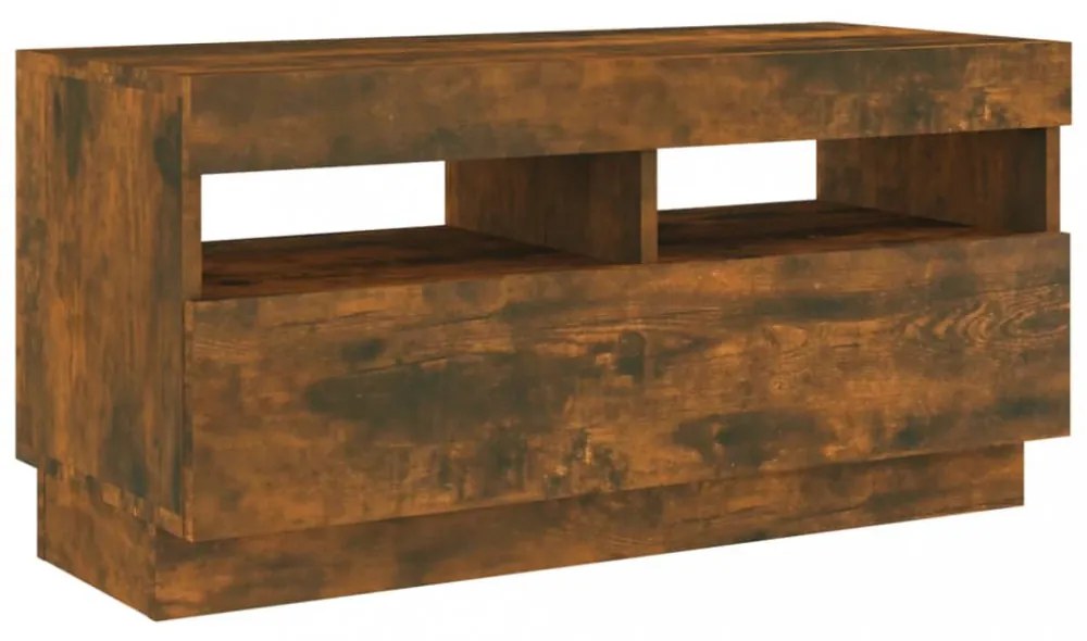 füstös tölgy színű TV-szekrény LED-világítással 80 x 35 x 40 cm