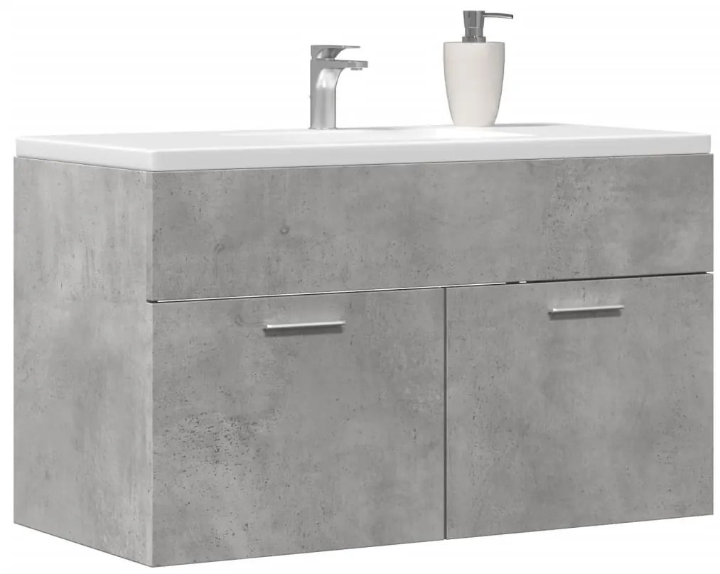 Betonszürke szerelt fa mosdószekrény 80 x 38,5 x 46 cm