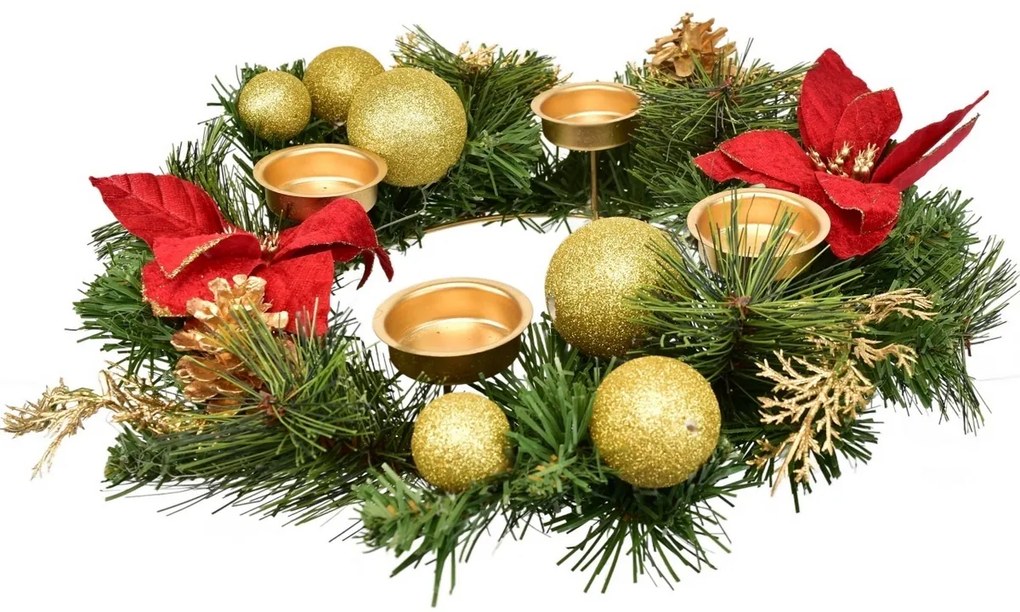 Advent wreath decorated with poinsettia, 33 cm