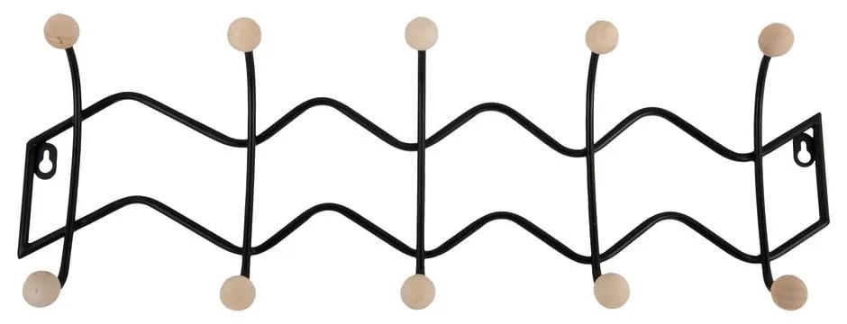 Fekete fém fali fogas 61 cm Zig Zag – PT LIVING
