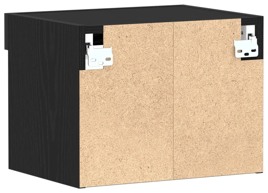 Fali Szekrény LED Fényekkel 2 db Fekete Tölgy 40x30x30 cm