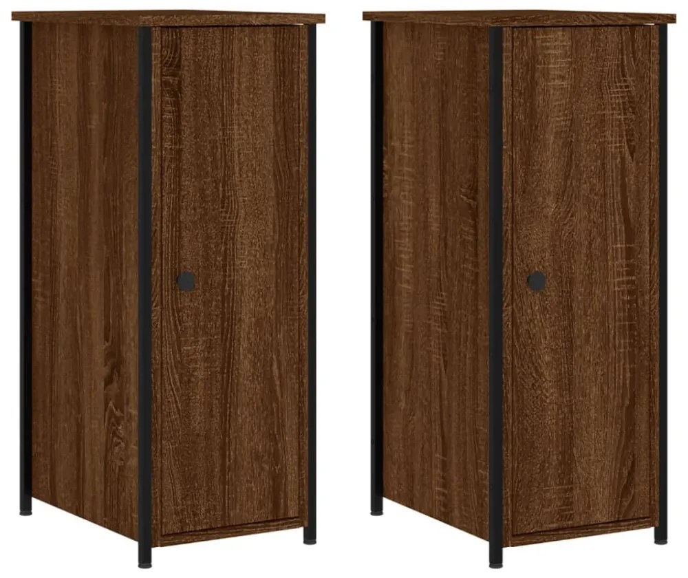 2 db barna tölgy színű szerelt fa éjjeliszekrény 32x42x80 cm