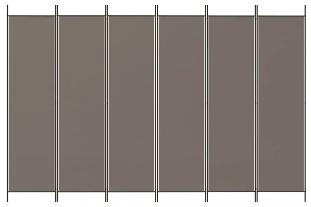 6 paneles antracitszürke szövet térelválasztó 300x200 cm