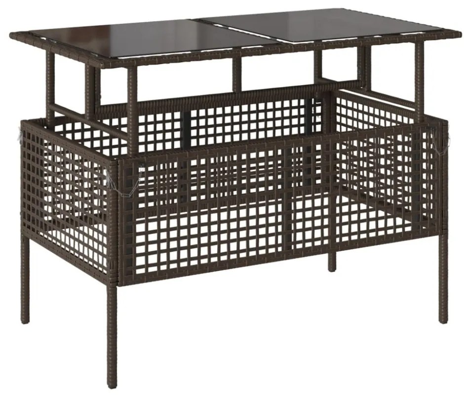 4 részes barna polyrattan üveg kerti ülőgarnitúra párnákkal