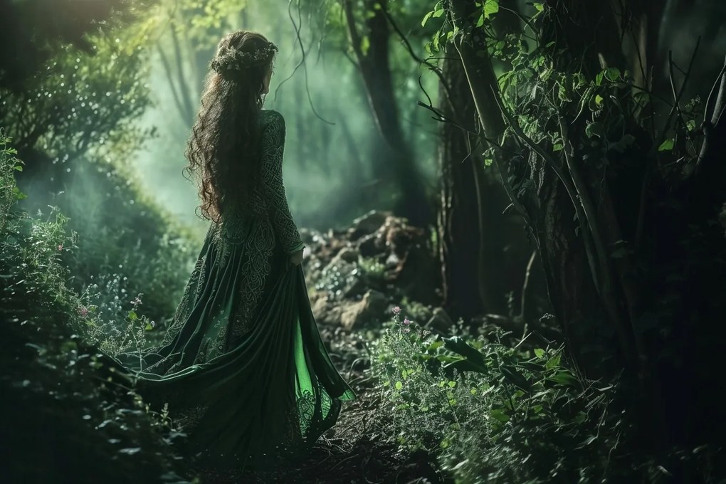 Vászonkép Canvas Erdő Manó Figura Kelta Hercegnő Mese Mítosz 60x40