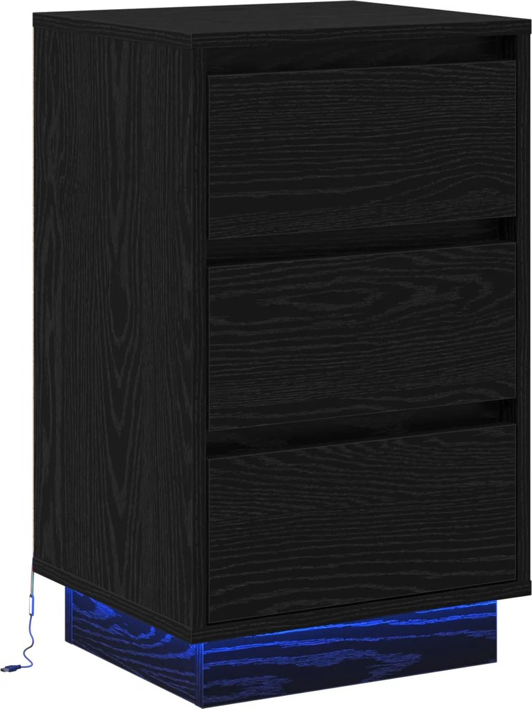 vidaXL Éjjeliszekrény fiókkal Fekete tölgy 39 x 34,5 x 65 cm Faanyag