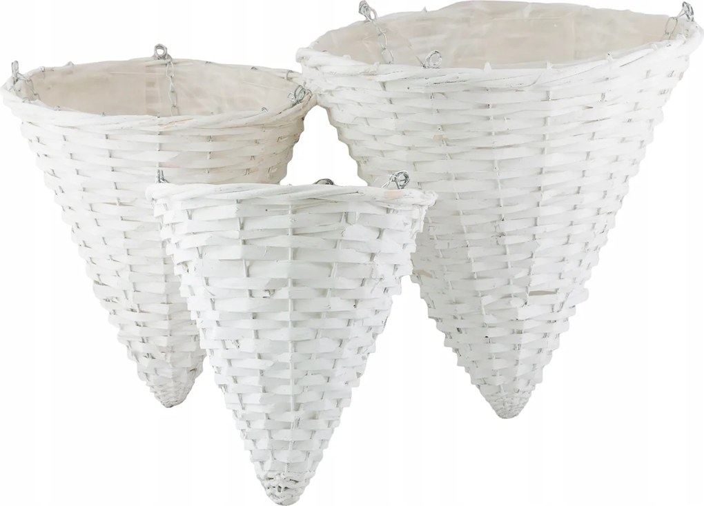 3 db Akasztós Virágágyás Kúp fa fehér