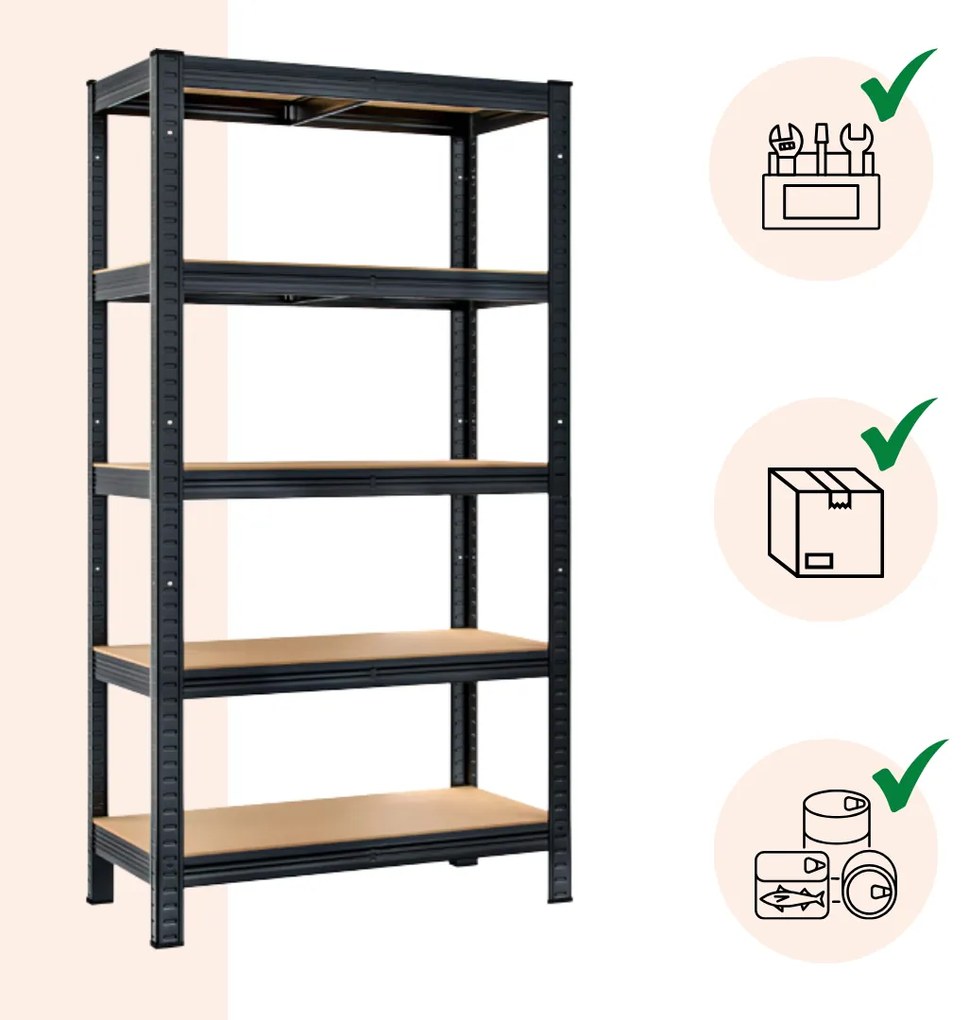 HEAVY nagy teherbírású polc, max 875kg, 90x40x180cm, fekete Jurhan